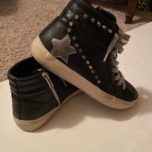Black High-Top Sneakers with Metal Studs